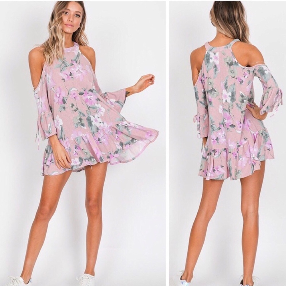 LAST! Pink/Lavander Floral Ruffle Tunic - Picture 3 of 4